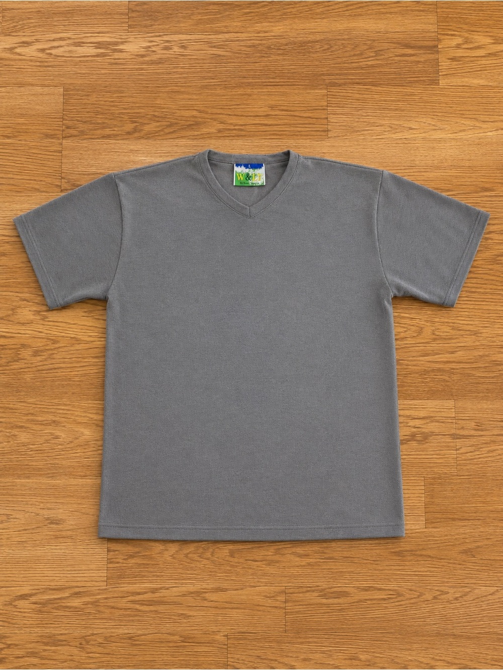 W&LT by Kansai Yamamoto Men's Gray Solid V-Neck Short Sleeve T-Shirt L
